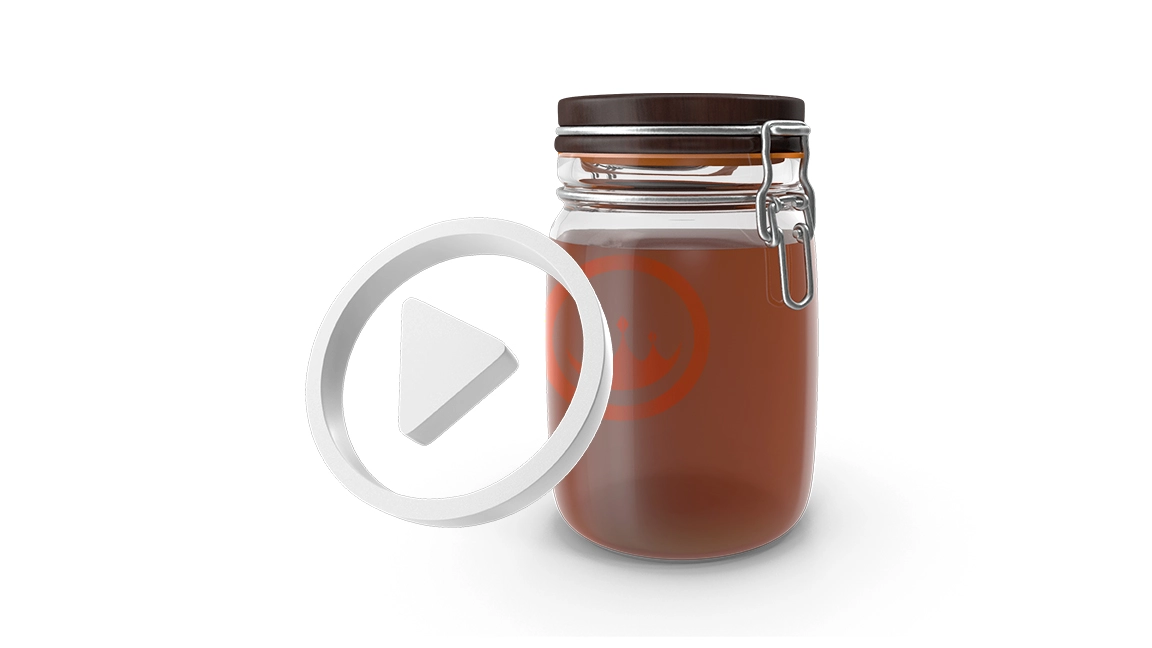 dark honey like nigella sativa black seed honey in 3d jar and play sign